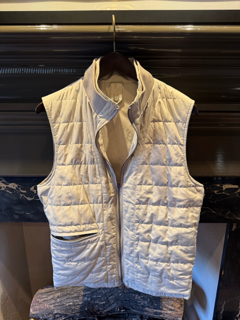 Men's Quilted Lightweight Vest in Cream